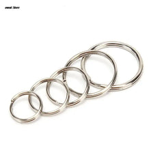 100 Polished Silver Split Key Rings | Stainless Steel Keychain Set for DIY and Organiz close-up view