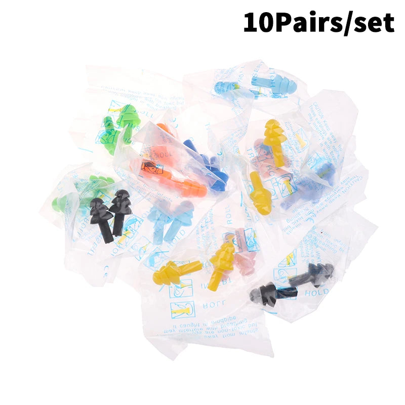 10 Pairs Silicone Anti-Noise Earplugs for Sleep Work Travel | Noise-Canceling Hearing close-up view