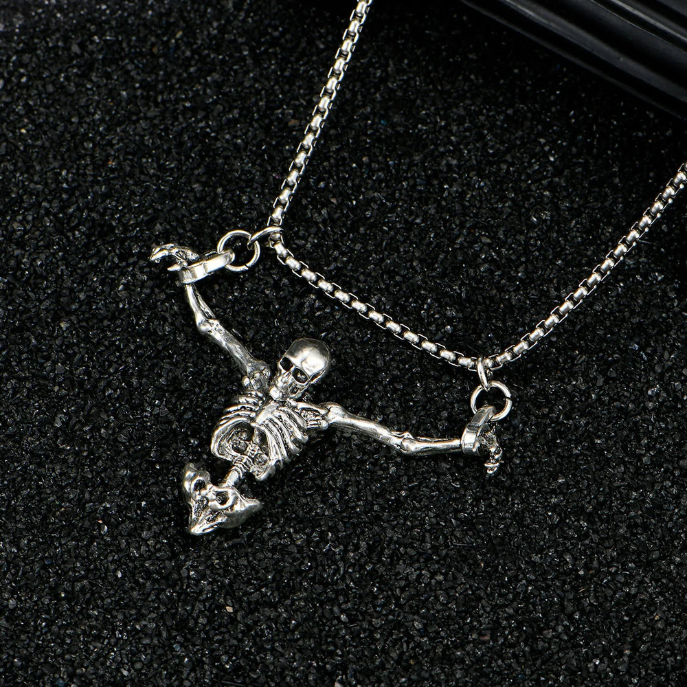 A Fashionable and Creative New Halloween Punk Style Skull Necklace Halloween Gift lifestyle view