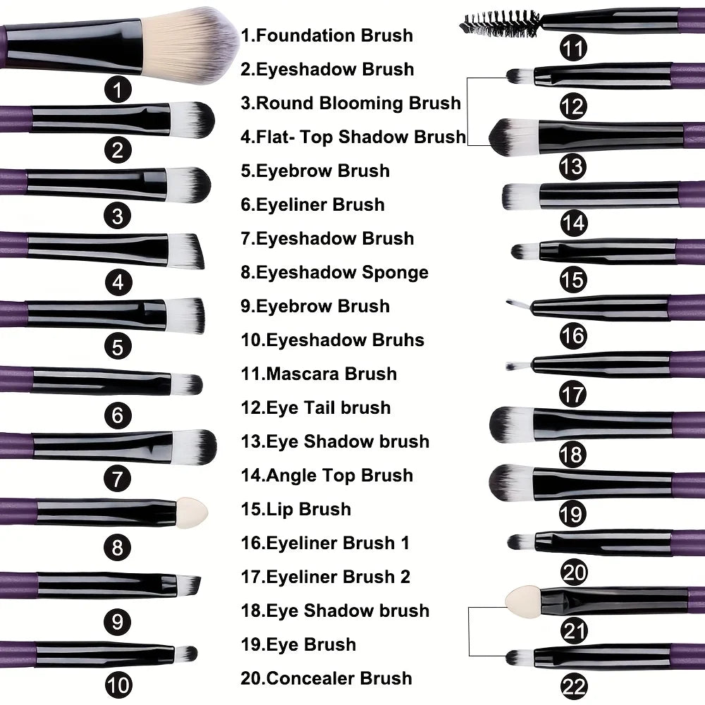 20pcs Eye Makeup Brush Set Portable Soft Makeup Brushes Beauty Tools Foundation Eyesha close-up view