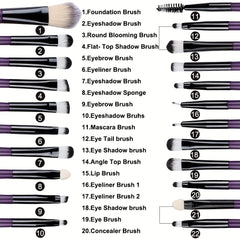 20pcs Eye Makeup Brush Set Portable Soft Makeup Brushes Beauty Tools Foundation Eyesha close-up view
