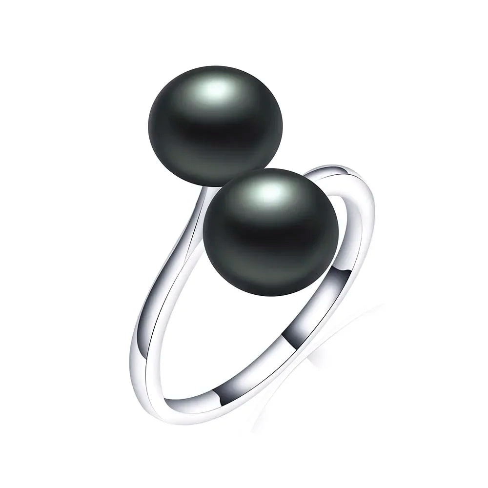 2026 New Arrival Black Natural Freshwater Pearl Ring Adjustable Fashion Novel Ring 92 lifestyle view