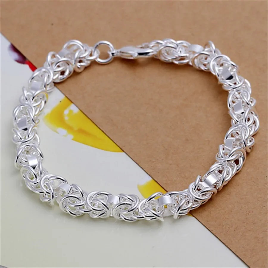Fine 925 Sterling Silver Noble Nice Chain Solid Bracelet for Women Men Charms Party G alternate view