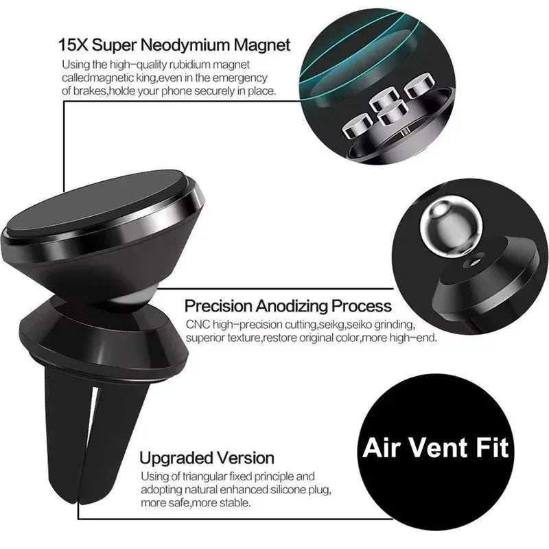 Magnetic Car Phone Holder 360° Roation Adjustable Magnet Stand Car Air Vent Clip Moun lifestyle view
