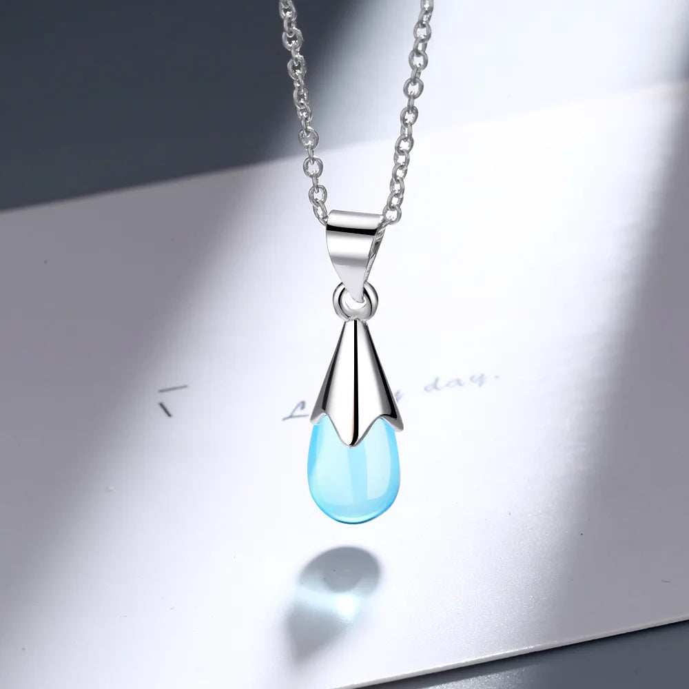 925 Sterling Silver Water Drop Crystal Pendant Necklace | Fine Jewelry Gift for Women alternate view