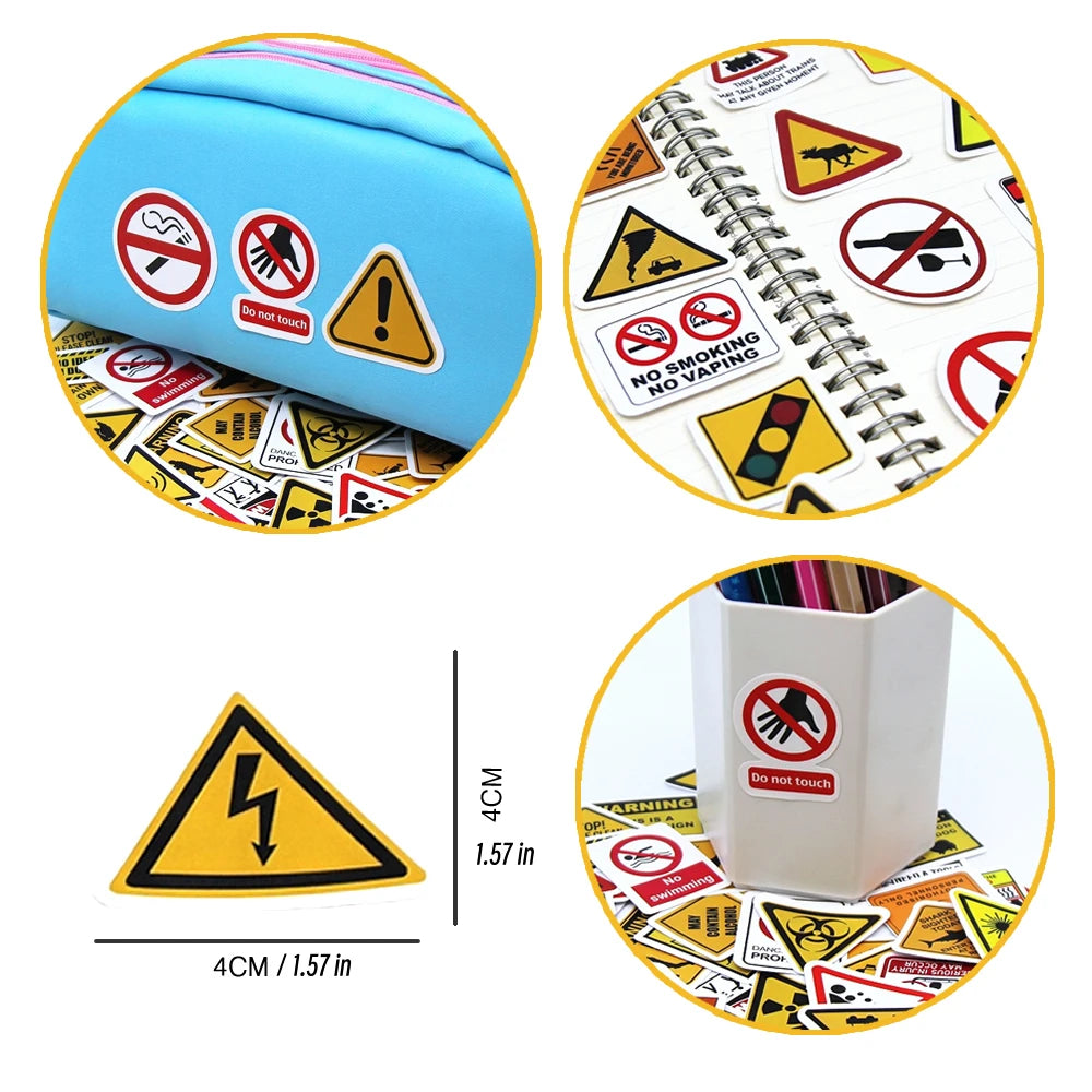 Warning Pattern Sticker Pack | DIY Decals for Skateboards, Laptops, Luggage & More alternate view