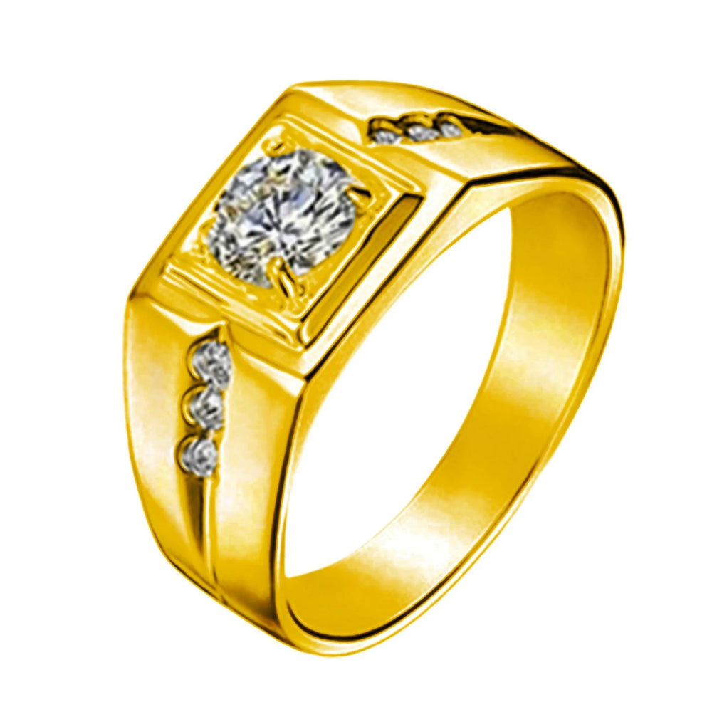 Luxury 925 sterling silver inlaid zircon crystal men's ring 18K gold plated engagem additional angle