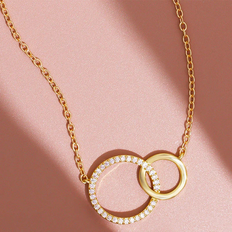Double Circle Pendant Necklace Gold Color Necklaces for Women Fashion Thin Chain Minimalist Dainty o