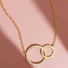 Double Circle Pendant Necklace Gold Color Necklaces for Women Fashion Thin Chain Minimalist Dainty o