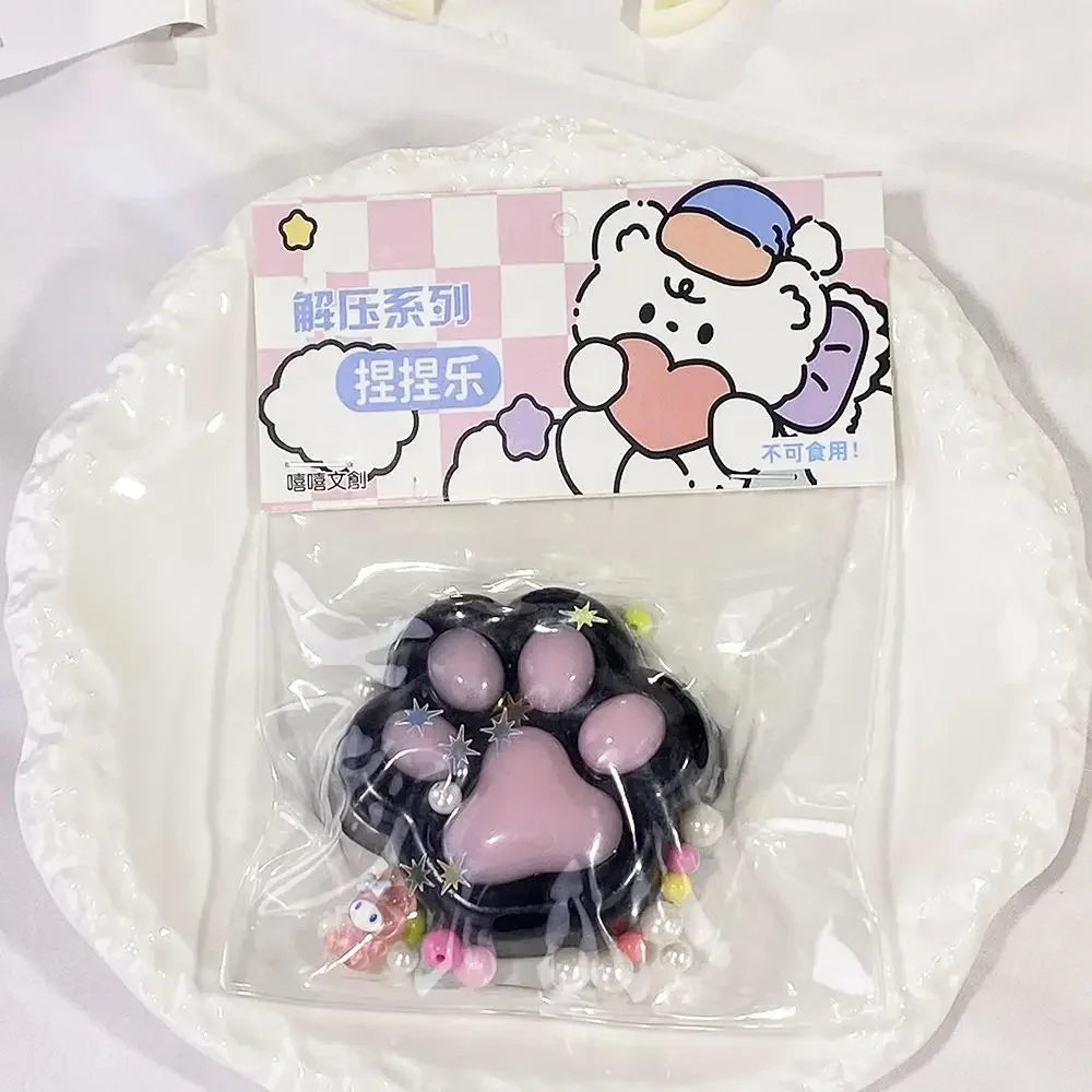 Mini Cat Paw Squeeze Toy Silicone Pinch Decompression Toy Plush TPR Fidget Sensory additional angle