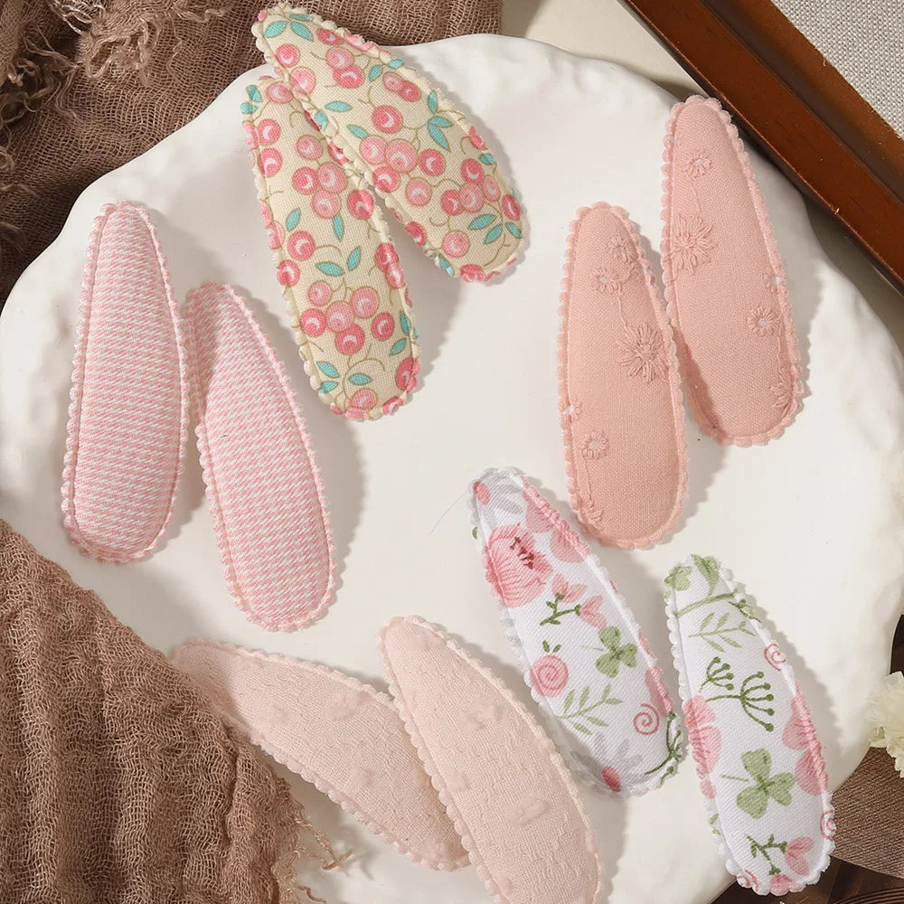 1 Set Printed Fabric Hair Clips Sweet Handmade BB Hair Clips Baby Girl Bangs Fixed Edge Clips Children's Hair Accessories Gifts