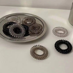9pcs Telephone Wire Hair Ties Set High Elasticity Hair Ties Non Slip No Crease Hair Ba close-up view