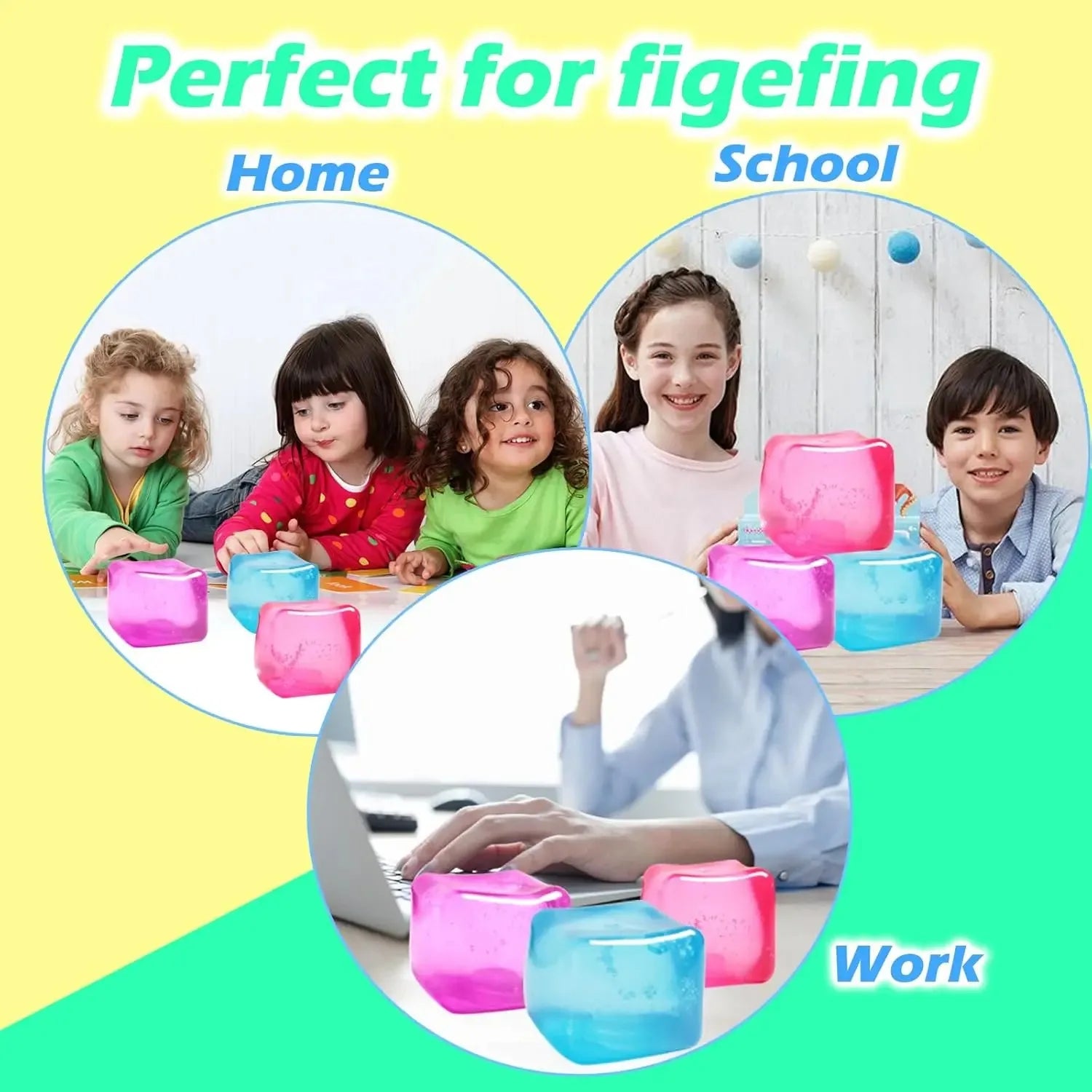 High Density Gel Ice Cube Squeeze Toy | Decompression Stress Relief Fidget additional angle