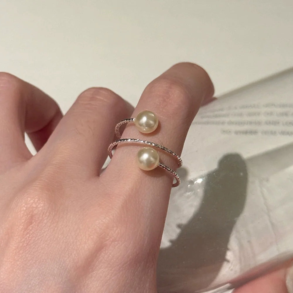 VENTFILLE 925 Sterling Silver Flower Lace Ring Korean Fashion Opening Inlaid CZ Adjust close-up view