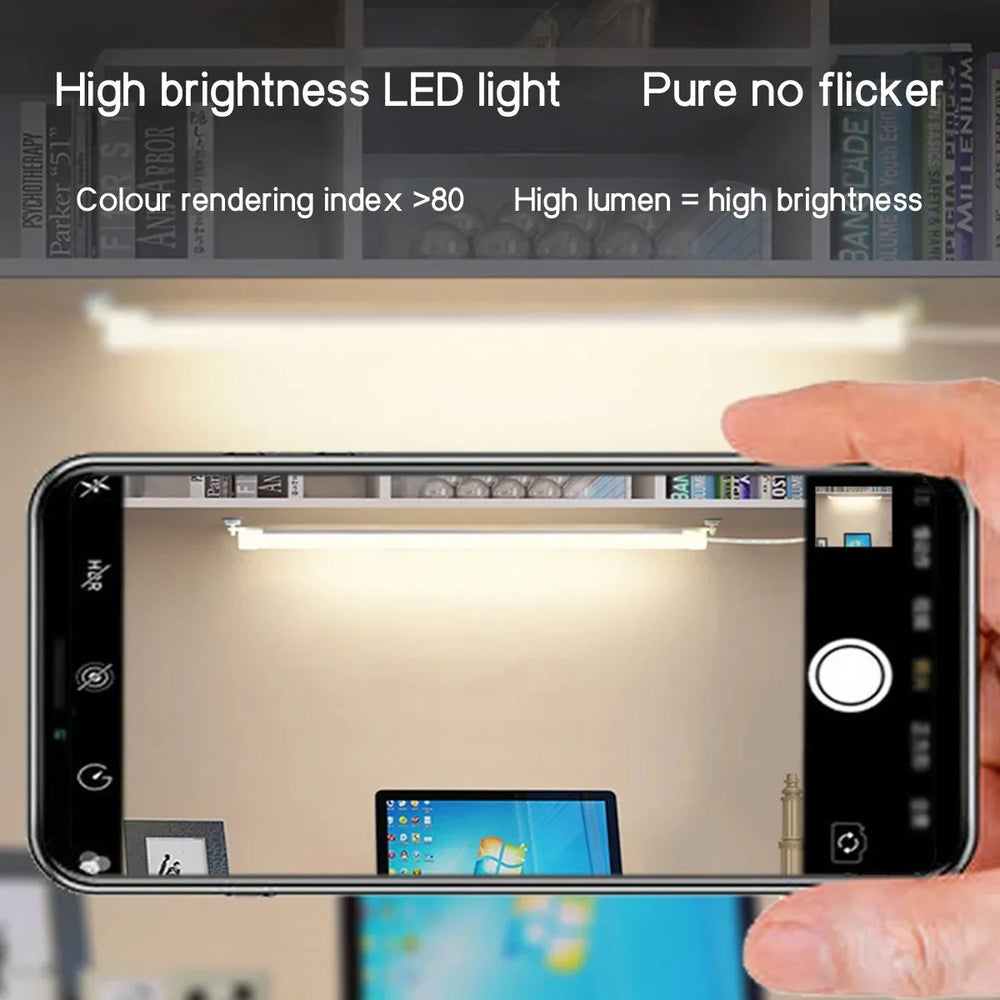 LED Light Under Cabinet Lights | USB Dimmable 3 Color Magnetic Strip close-up view