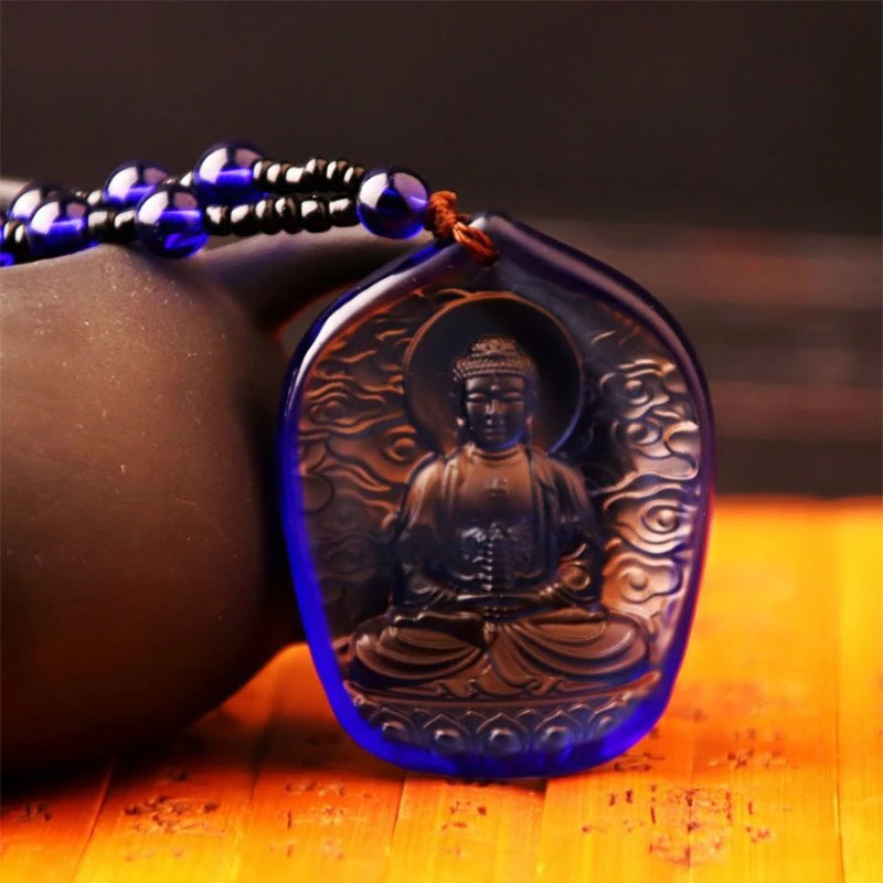 Handcrafted Buddhist Mala Bead Necklace | Stone Buddha Pendant additional angle