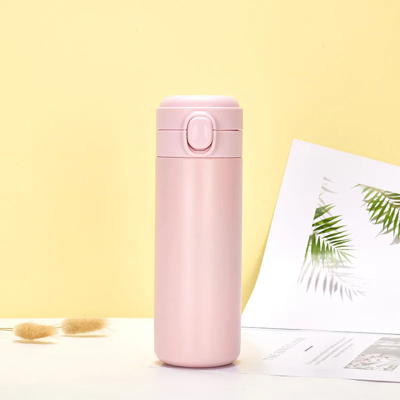 Stainless Steel Vacuum Water Bottle with Bounce Cap Leak Proof Thermos for Students Ou close-up view