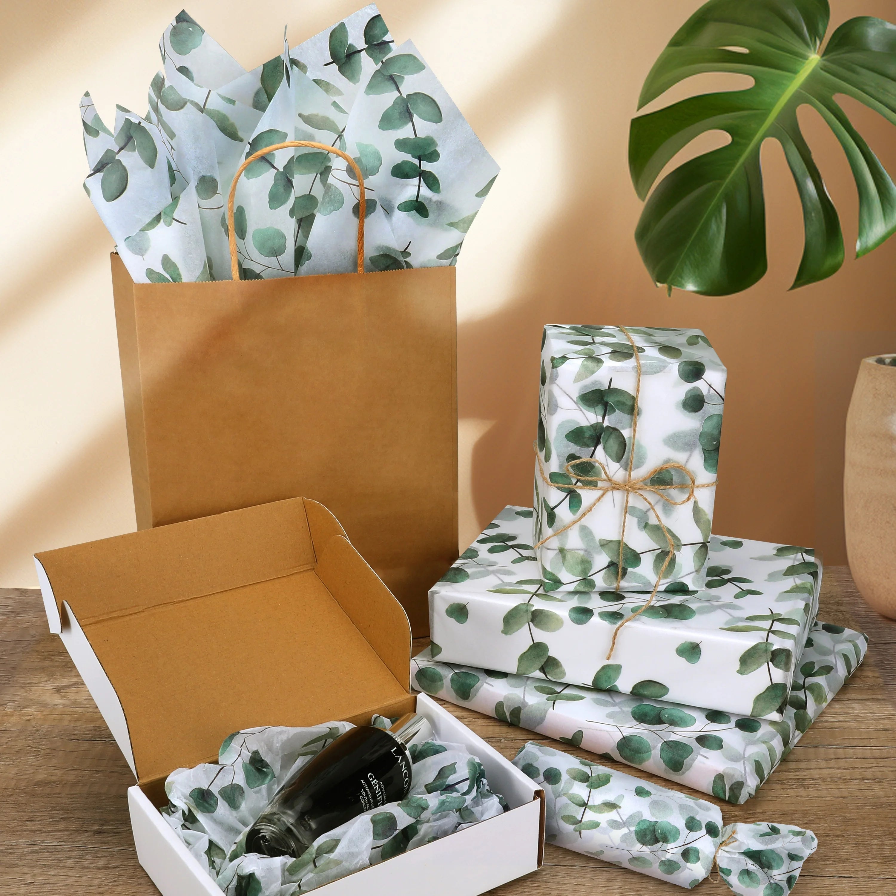 50/20sheets Eucalyptus & Snow Pear Tissue Paper - For Christmas Wrapping Paper Gift Wrapping, Party