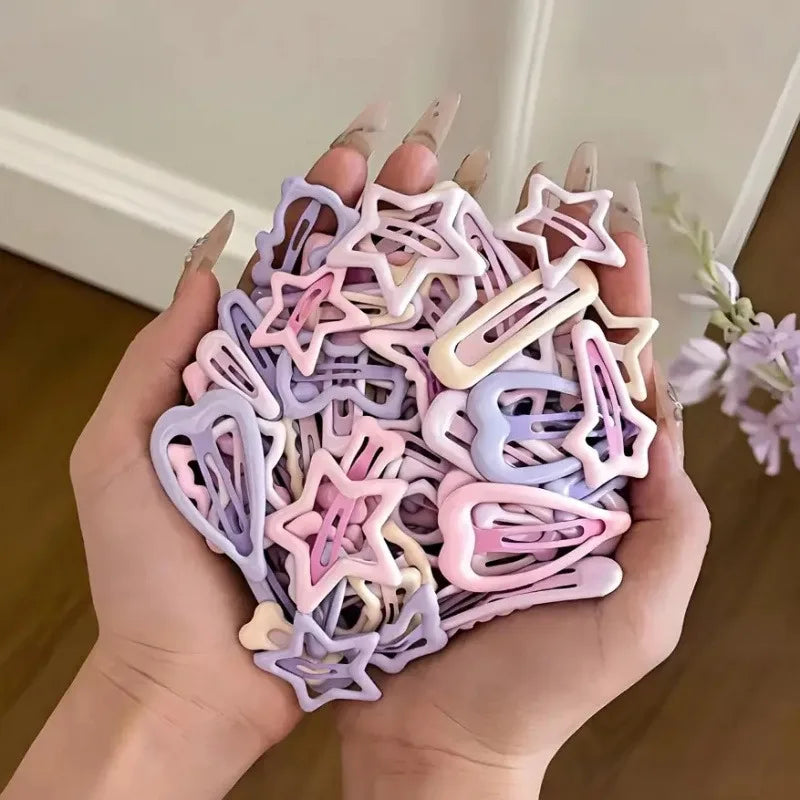 10/20/30pcs Mixed Pack of Light Pink Heart-Shaped and Bow-Shaped Hair Clips | Suitable for Girls as