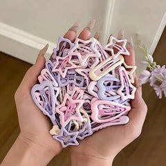 10/20/30pcs Mixed Pack of Light Pink Heart-Shaped and Bow-Shaped Hair Clips | Suitable for Girls as