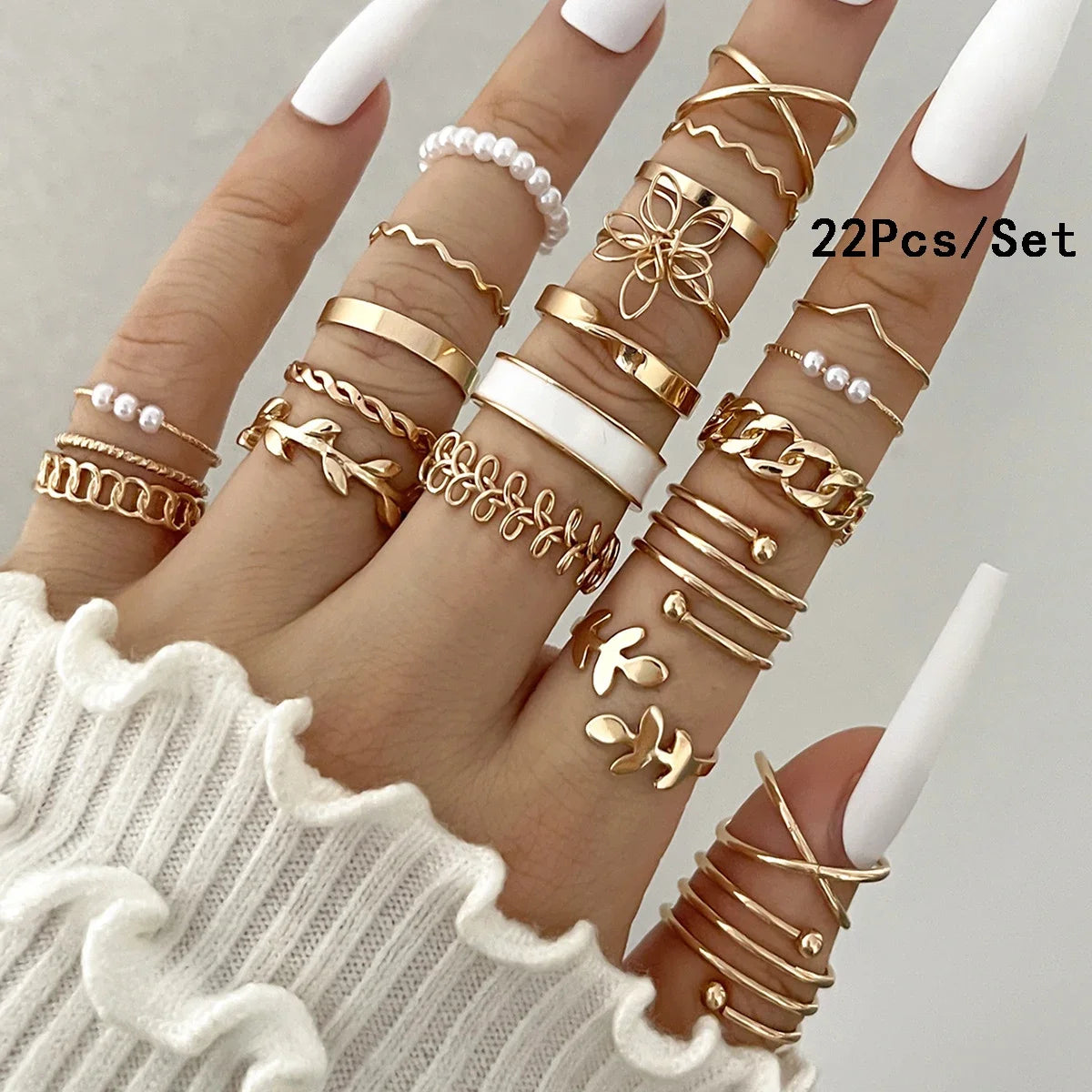 30Pcs Bohemian Geometric Knuckle Rings Set For Women Gold Silver Color Finger Ring Girls detail view