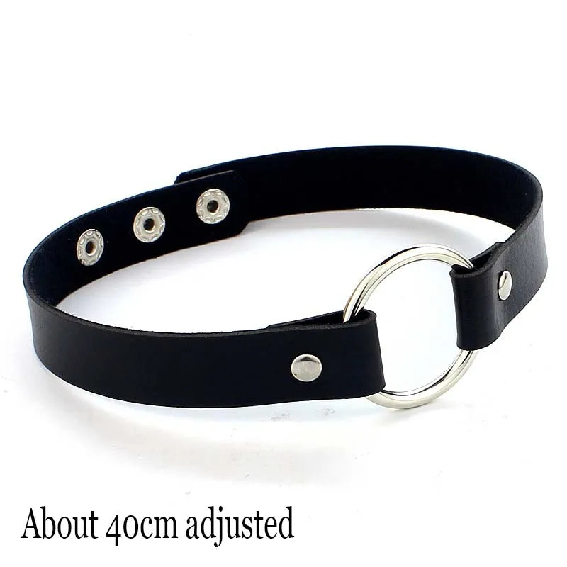 Gothic Bat Heart Lock Punk Choker | Black Leather Collar Necklace lifestyle view