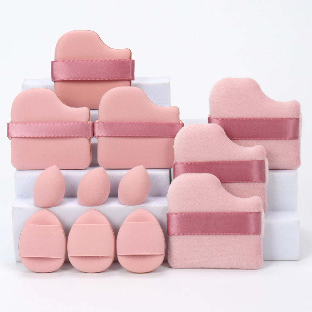 12-Piece All-Purpose Makeup Sponge Set, Made of 3 Loose Powder Puffs, 3 Mini Air Cush lifestyle view