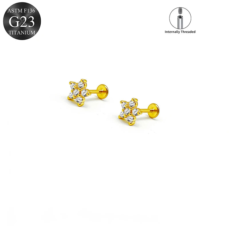 EVISPOL ASTM F136 G23 Titanium Tiny CZ Labret Lip Stud Earring for Women 16G Heart Ca alternate view
