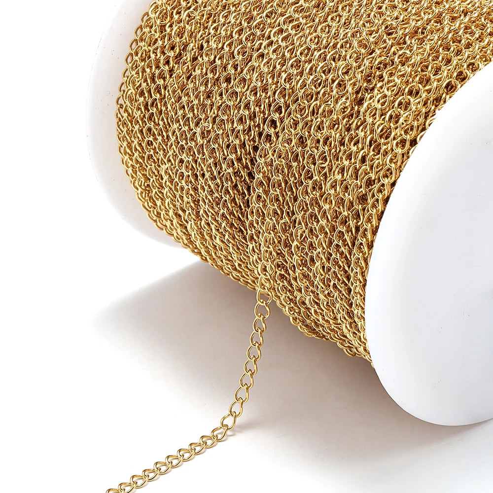 2Meters Stainless Steel Link Cable Gold Chains for DIY Jewelry Making Rolo Chain Bead lifestyle view