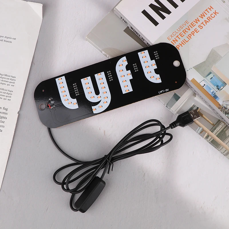 LED Taxi Signal Light for Lyft Logo | USB Cab Panel Indicator with Suction Cups detail view
