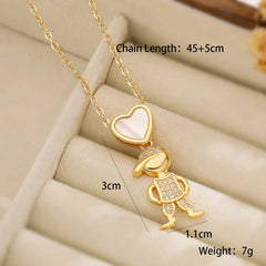 Luxury Gold-Plated Heart-Shaped Pendant Necklace for Boys And Girls Korean Trend Niche close-up view