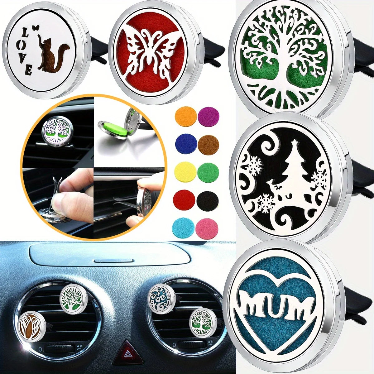 Car Diffusers, 1 PC car air vent diffuser clip (does not include fragrance chemicals) with 10 PCS pa