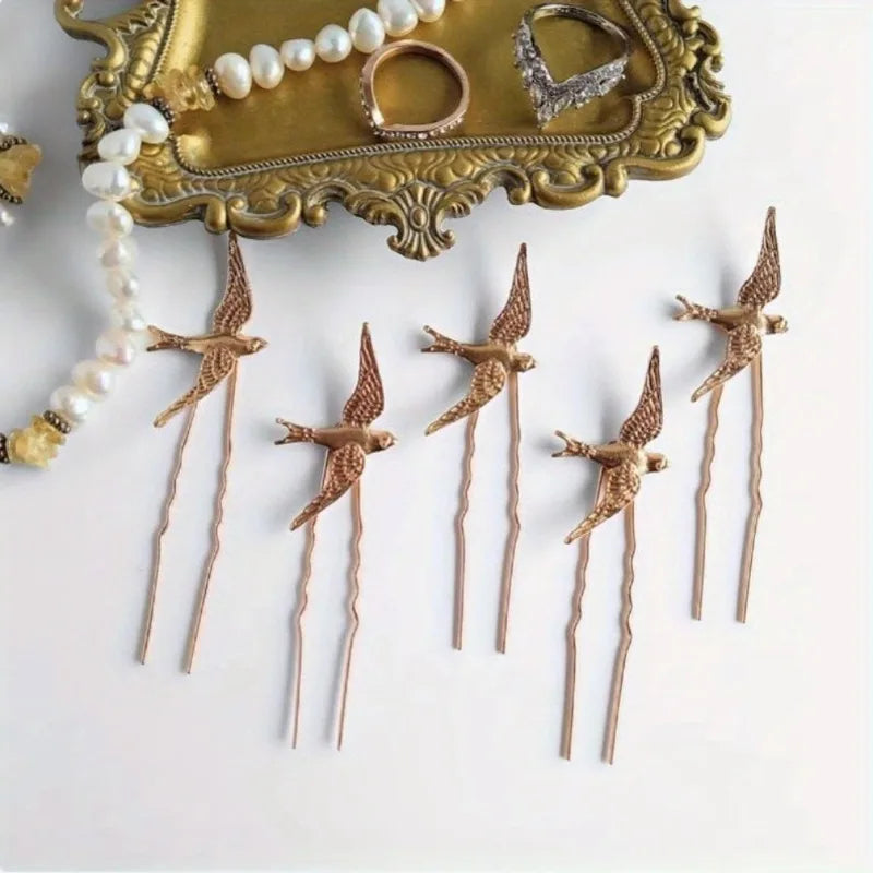 Bird Hair Pins Women Leaves Hairpins Metal Barrette Clip Wedding Bridal Hair Jewelry Accessories Wedding Hairstyle Design Tools
