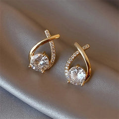 Fashion Cross Stud Earrings For Women Girls Korean Style Elegant Crystal Jewelry Ear Rin detail view