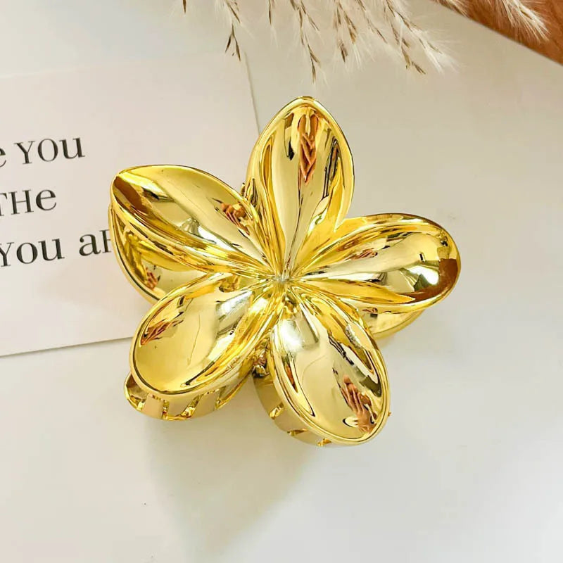 Korean Hawaiian Gradient Flower Hair Claw Clip For Women Girl Fashion Plastic Non S additional angle