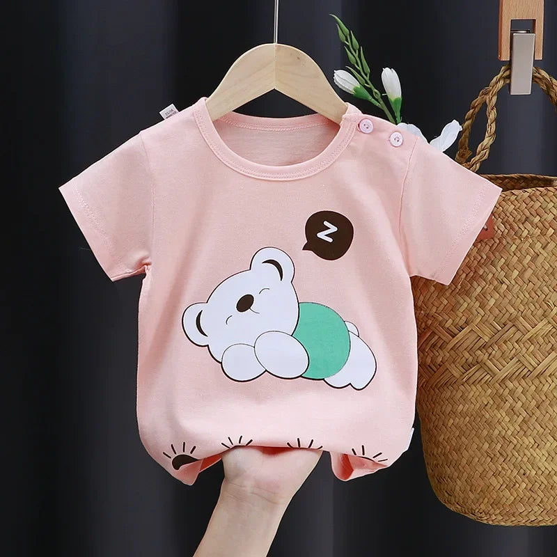 Kids Cartoon Cotton T-Shirt – Soft Summer Tee for Babies and Toddlers, Unisex Casual Top detail view