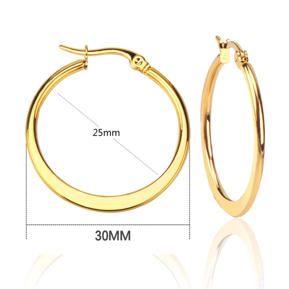 LUXUSTEEL Stainless Steel Hoop Earrings | Simple Geometric Shapes for Women alternate view