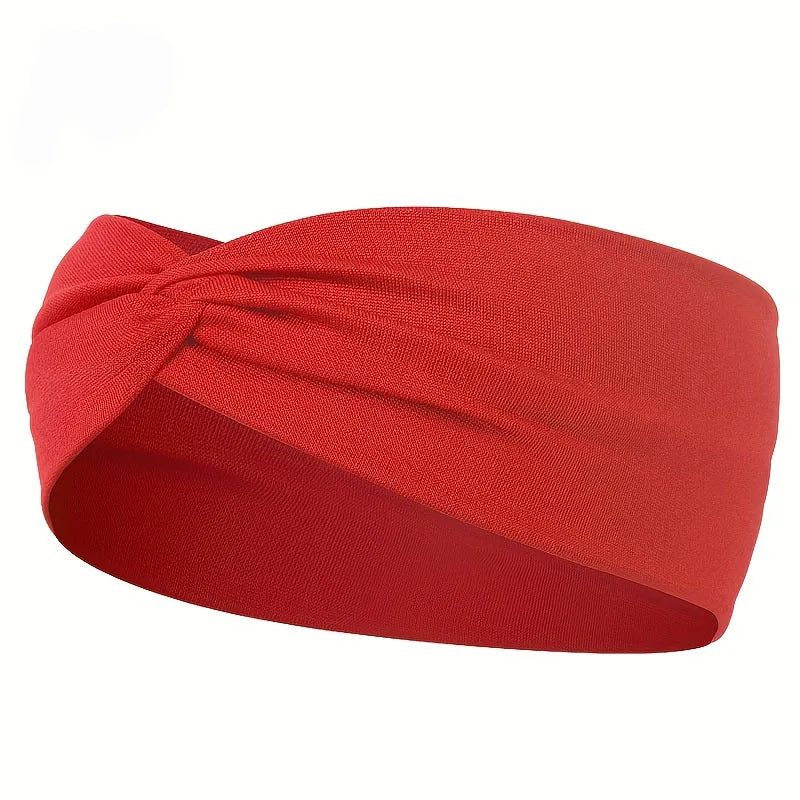 Solid Color Knotted Hairband Elastic Wide Headband Women Unisex Sports Yoga Running C lifestyle view