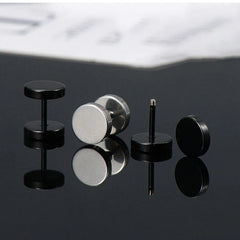 Punk Stainless Steel Stud Earrings Set | Unisex Gothic Hip Hop Ear Piercing Jewelry close-up view
