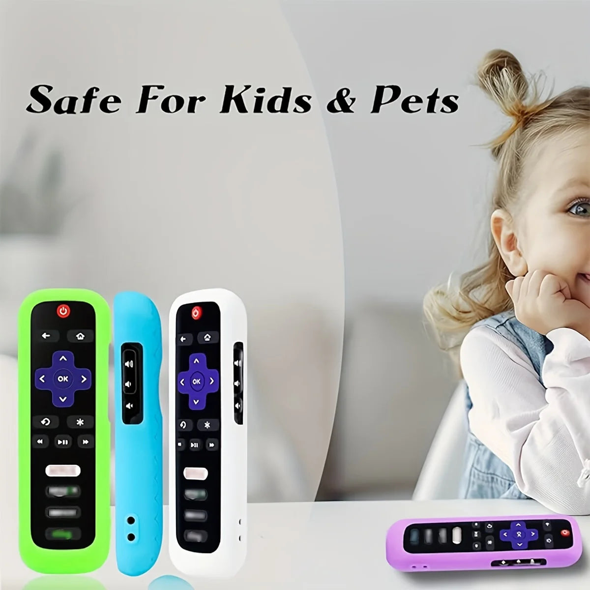 Luminous Silicone Remote Cover With Rope for TCL Hisense Roku TV