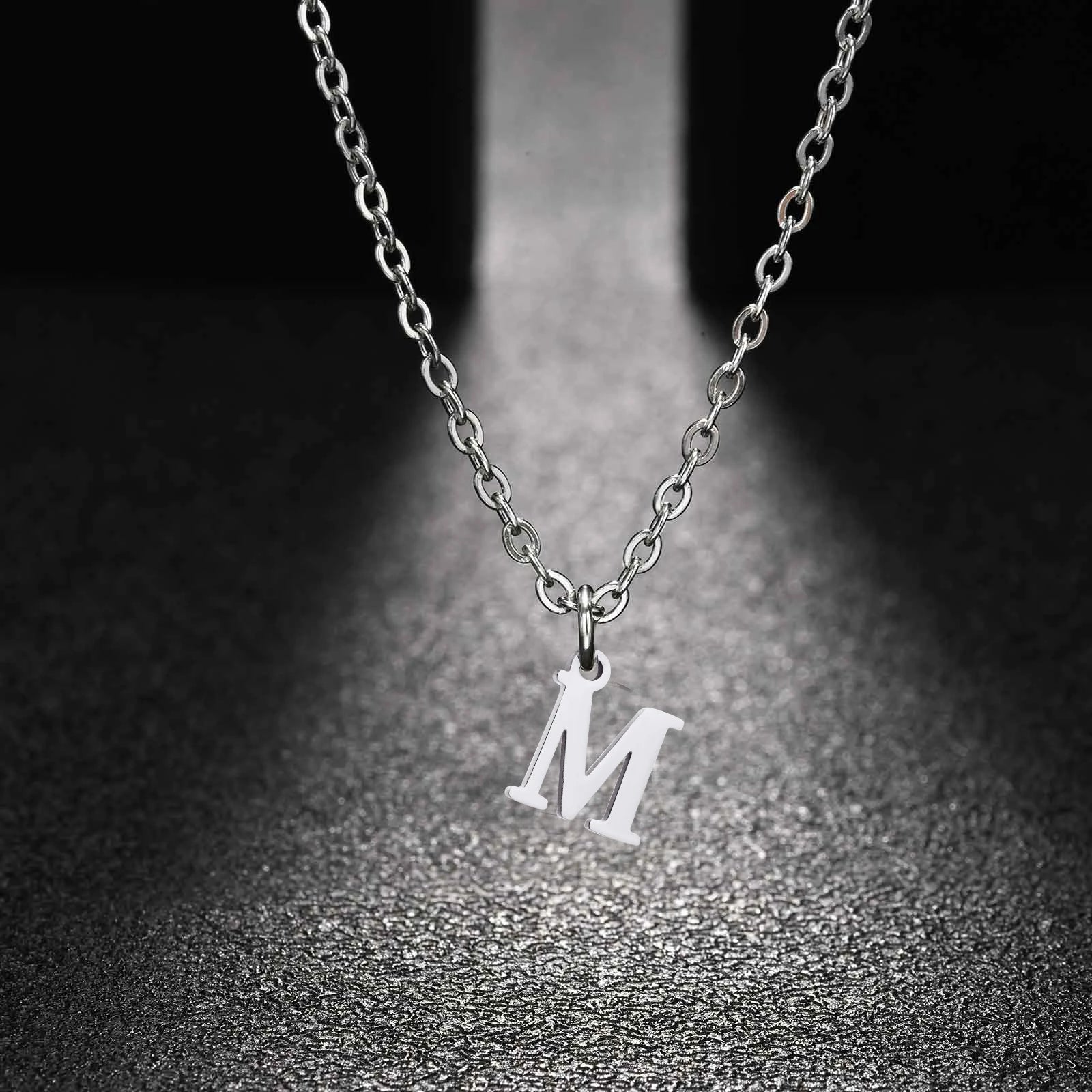 26 Letters A-Z Initial Pendant Necklaces for Women,Alphabet Pendant Rolo Chain Neckla lifestyle view