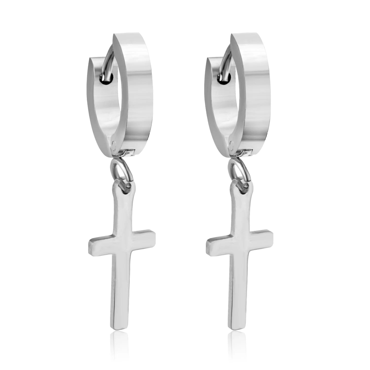 LUXUSTEEL Trendy Cross Women's Stainless Steel Hoop Earrings Colorful Metal Stud Drop Earrings Fashionable Jewelry Gift