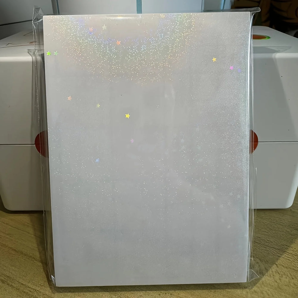 Holographic Sticker Paper Sheets | 50-Pack Glitter Clear Overlay Film for DIY Crafts detail view
