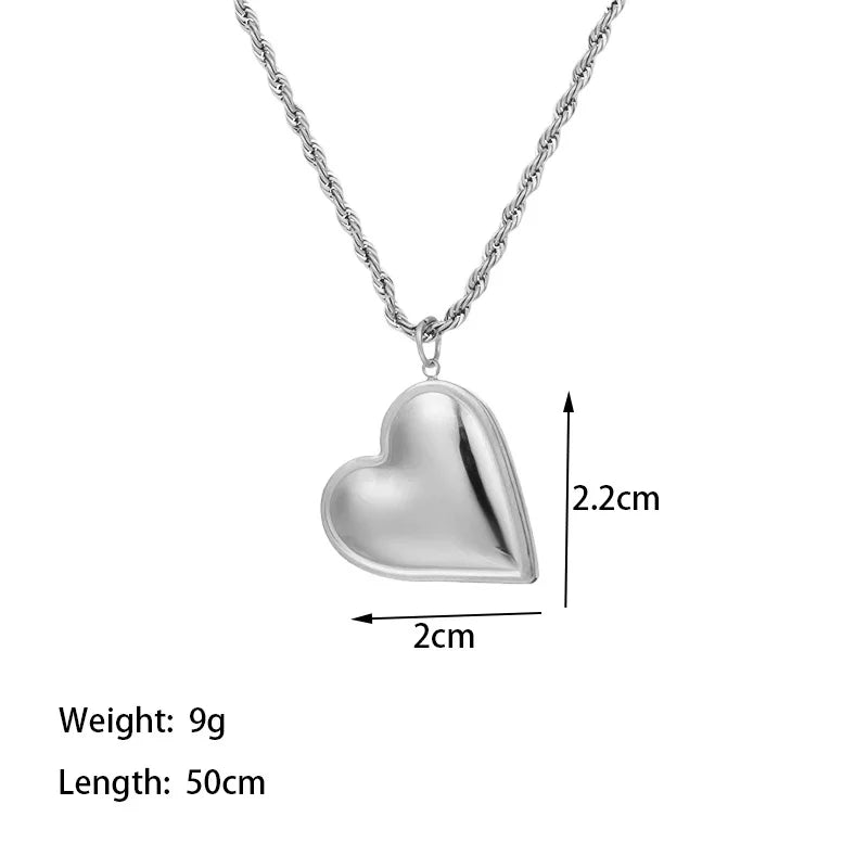 316L Stainless Steel Heart Necklace with Delicate Chain | Hypoallergenic Jewelry Gift fo detail view