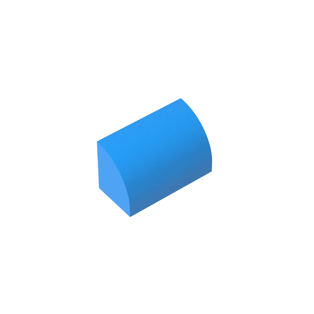 Gobricks GDS-M063 Curved Brick 1 x 2 x 1 No Studs | Compatible Building Block close-up view