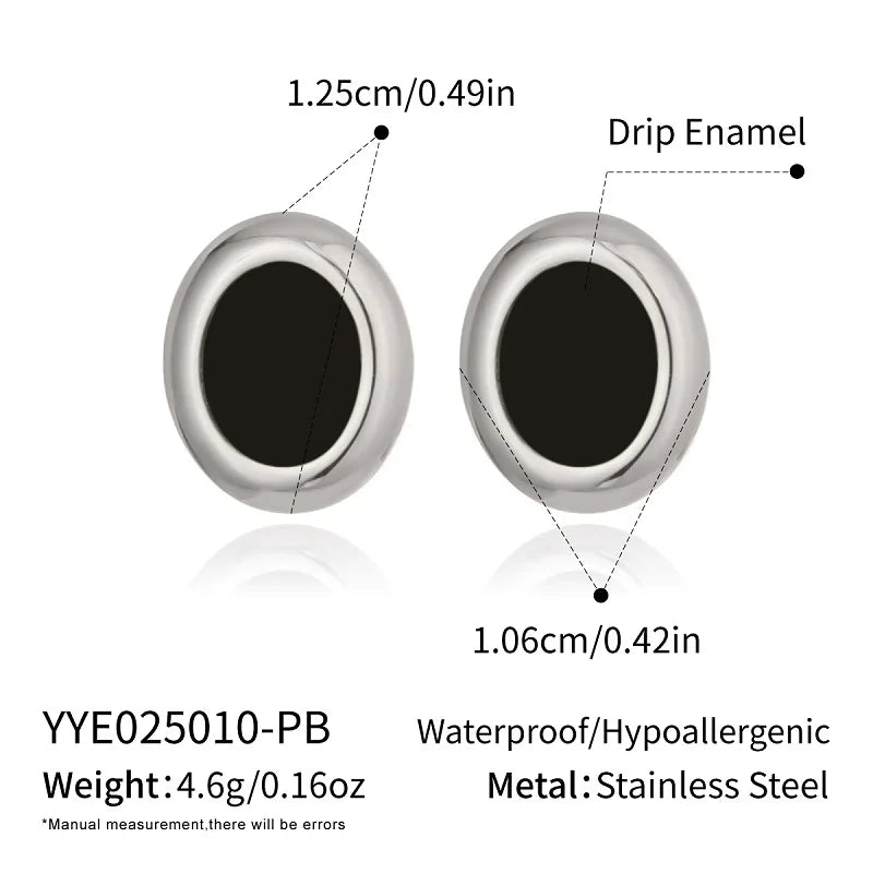 Vintage Oval Stud Earrings | 18K Gold Plated Stainless Steel Natural Stone Jewelry detail view