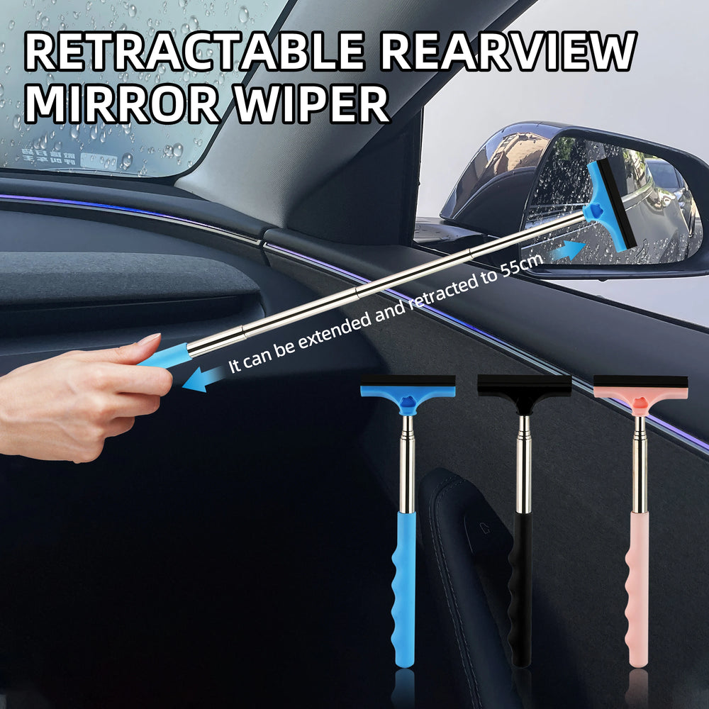 Car rearview mirror wiper, telescopic handle car rearview mirror wiper, car glass cle alternate view