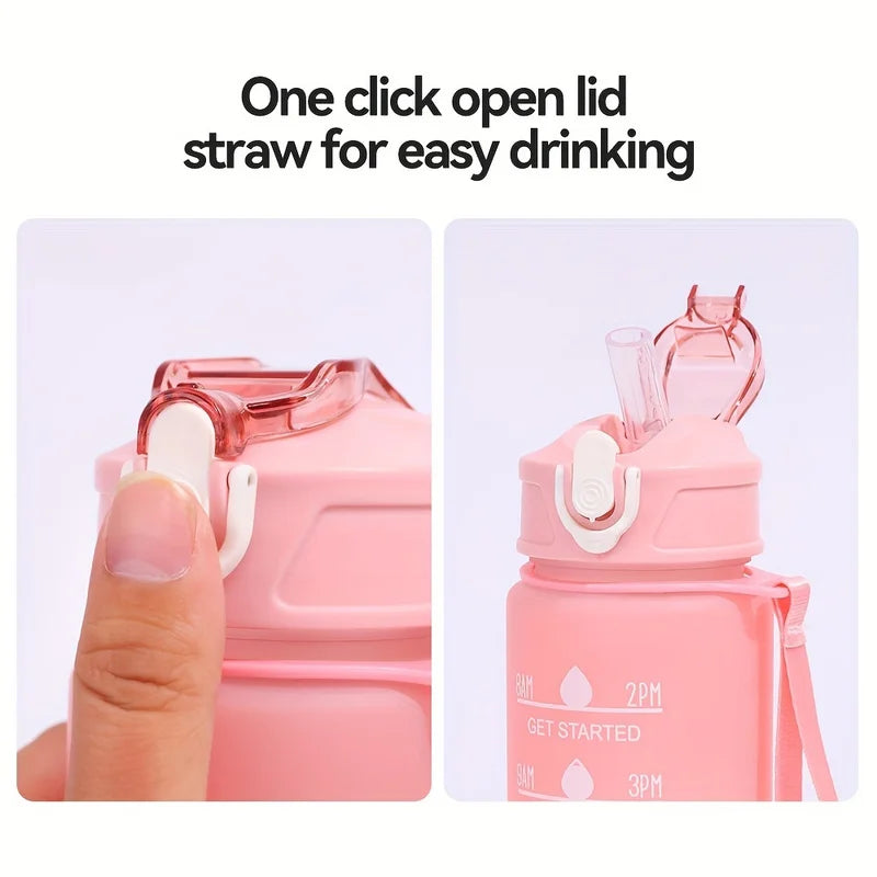 Sports Water Bottle with Time-Tracking Straw Leak Proof Locking Flip Cover for Easy Carr detail view