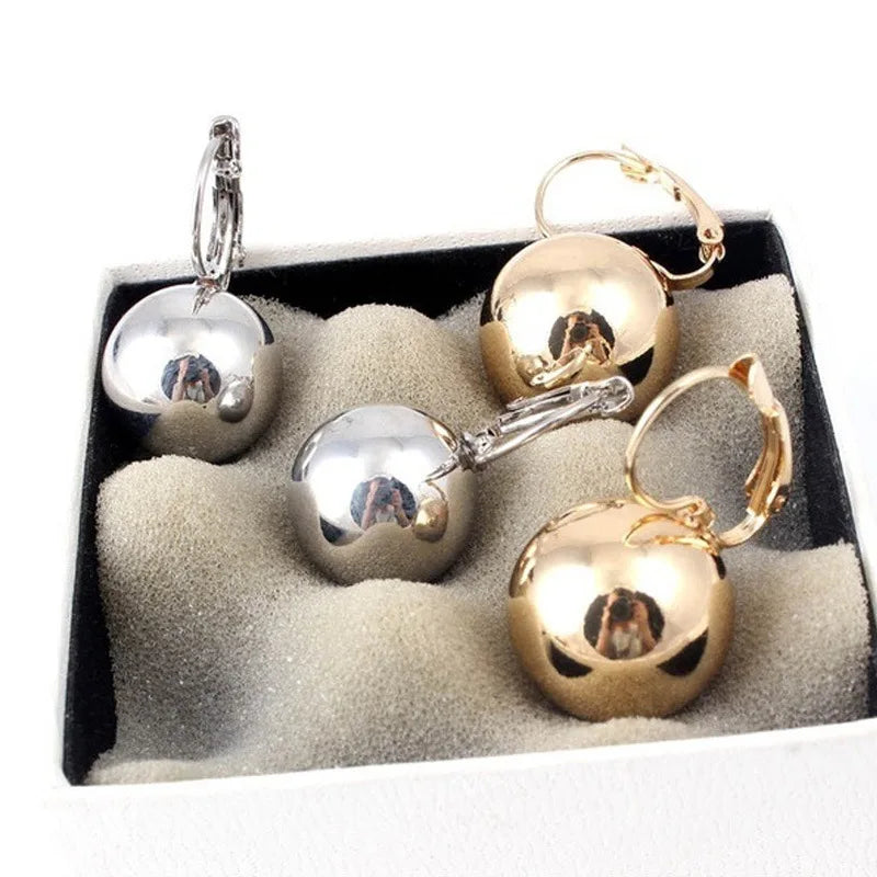 Smooth Ball Drop Earrings for Women | Creative Gold White Rosegold Dangle Jewelry alternate view