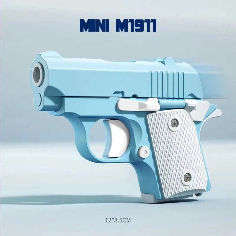 3D Printed Gravity Fidget Stress Relief Mini Pistol Toy | Manual Burst Decompression T close-up view